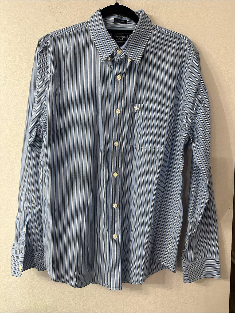 Abercrombie & Fitch Light Blue Multi-Stripe Button-Down Shirt